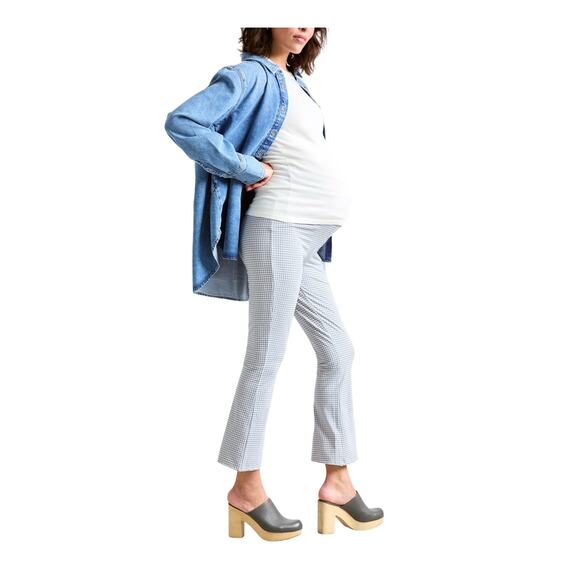 Hatch 'The Ultimate' Blue Viscose Before During & After Crop Flare Pant Size XS